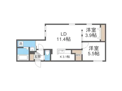 北斗エンブレム札幌北(2LDK/1階)の間取り写真