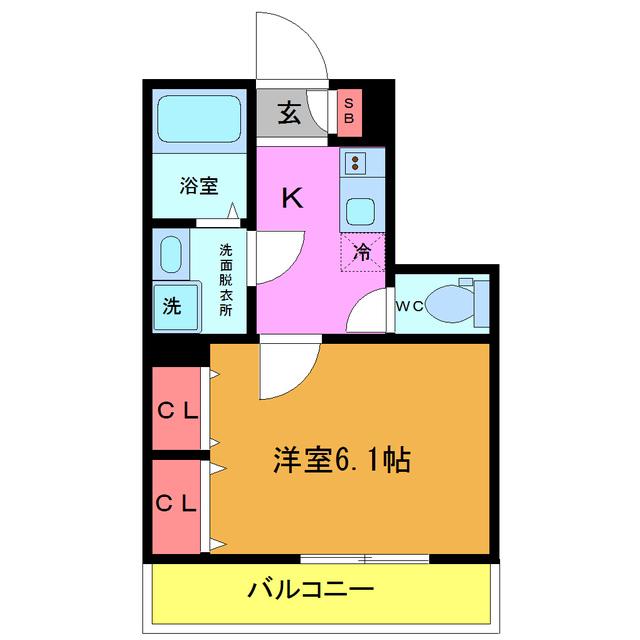ベリエ稲毛海岸弐番館(1K/3階)の間取り写真