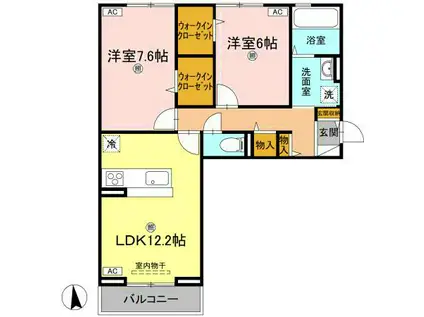 ヴィクトリア 工ディ(2LDK/3階)の間取り写真