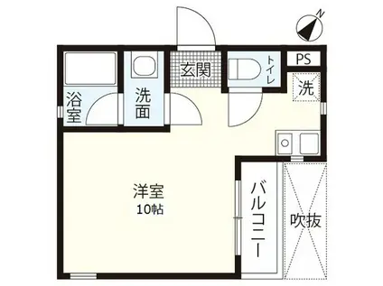 クリスタルコート(ワンルーム/3階)の間取り写真