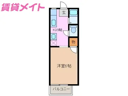 レジデンス日野(1K/2階)の間取り写真