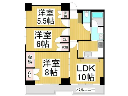 ゆたかビル(3LDK/4階)の間取り写真