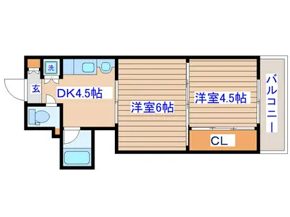 シャングリラ大和町(2DK/6階)の間取り写真