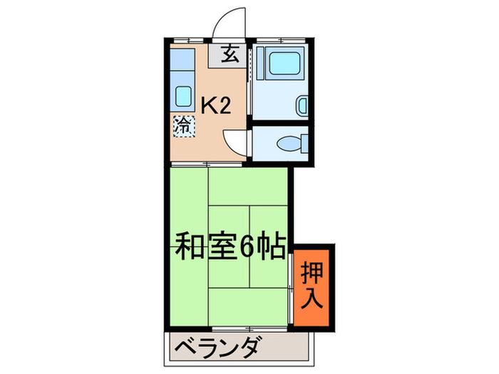 天神町スカイライト(1K/2階)の間取り写真