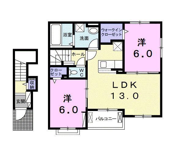 プレリメール(2LDK/2階)の間取り写真
