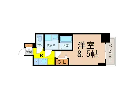 プレサンス池下トレス(1K/3階)の間取り写真