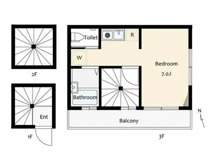 ベルフォート(ワンルーム/2階)の間取り写真