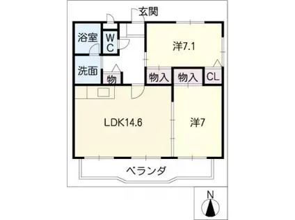 マルチマンション(2LDK/1階)の間取り写真