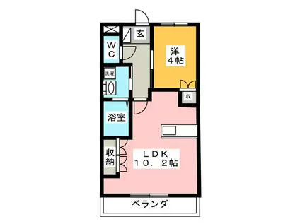 OASIS HIROMI(1LDK/2階)の間取り写真