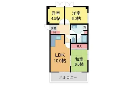 パインハイツ甲子園(3LDK/3階)の間取り写真