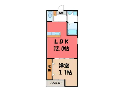 熊谷市新堀スイートテラス(1LDK/3階)の間取り写真