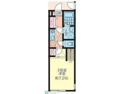 HALELUANA厚木関口(1K/1階)の間取り写真