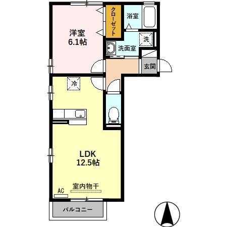 サンフローラル岐南A(1LDK/2階)の間取り写真