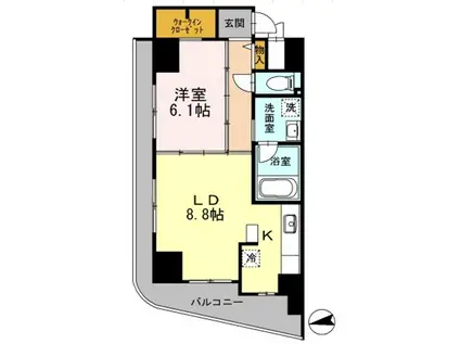 カスタリアタワー肥後橋(1LDK/2階)の間取り写真