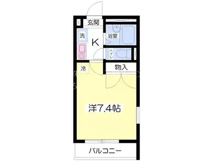 プルニエ(1K/2階)の間取り写真