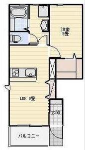 LOTUS河輪(1LDK/1階)の間取り写真