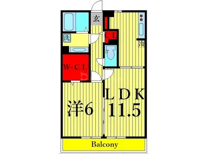 グランフィールド松江II(1LDK/3階)の間取り写真