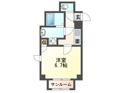 オーシャン青山(1K/4階)の間取り写真