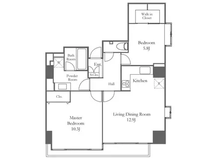 品川プリンスレジデンス(2LDK/5階)の間取り写真