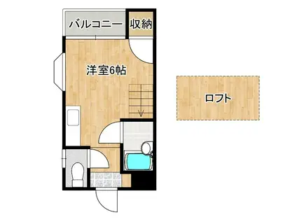 メイプル鳴水(ワンルーム/2階)の間取り写真