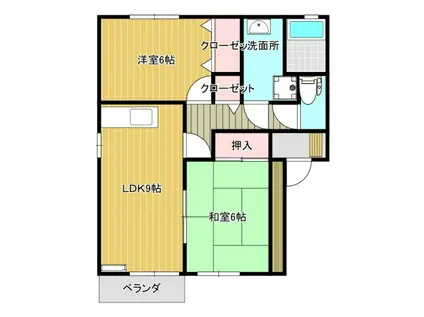 アネックス・ヒロB棟(2LDK/2階)の間取り写真