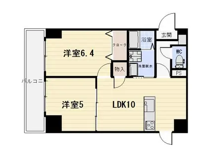 COUR・TEーOUS上之園(2LDK/7階)の間取り写真