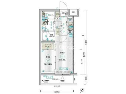 ブライズ堀切菖蒲園(1K/3階)の間取り写真