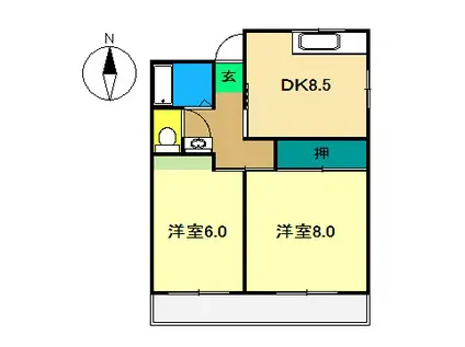 クラウン石立II(2DK/3階)の間取り写真