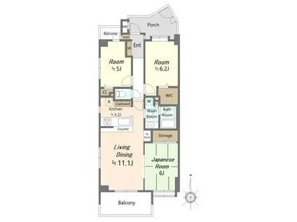 ガーデンホーム大井(3LDK/3階)の間取り写真