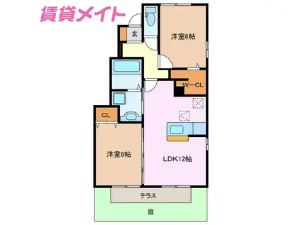 フィオーレ松本B(2LDK/1階)の間取り写真