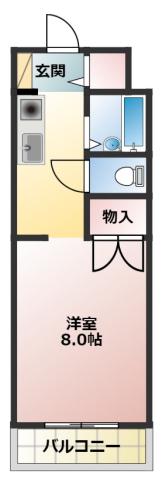 コスモス18(1K/1階)の間取り写真
