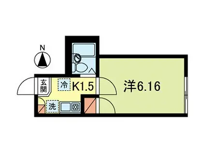 サットンプレイス・郡(1K/2階)の間取り写真