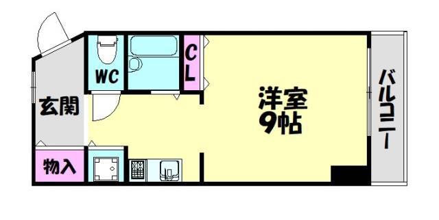 シャルル泉大津(ワンルーム/2階)の間取り写真