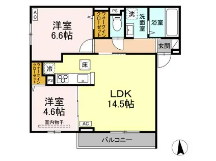 RESUA向中野 A棟(2LDK/1階)の間取り写真