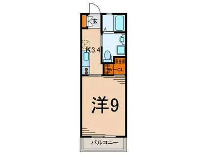 ベイ鶴見中央(1K/3階)の間取り写真