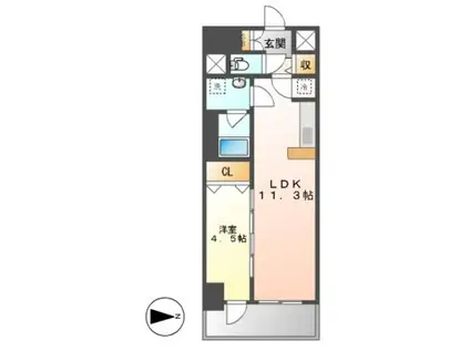 ファンファーレKOGANE(1LDK/14階)の間取り写真