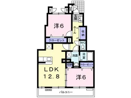 ディライト一番町(2LDK/1階)の間取り写真
