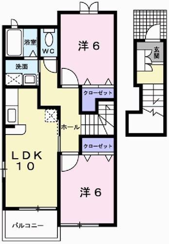 クローバーライフ(2LDK/2階)の間取り写真