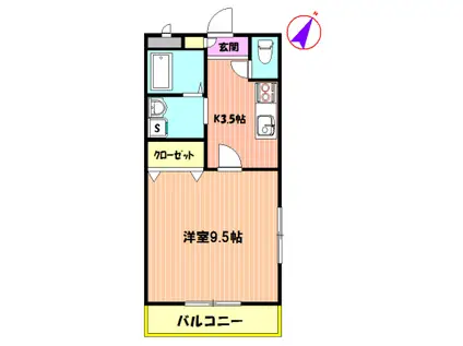 ラウレール(1K/3階)の間取り写真