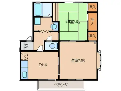 アルコバレーノA(2DK/1階)の間取り写真