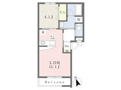 ユニティー・大町(1LDK/2階)の間取り写真