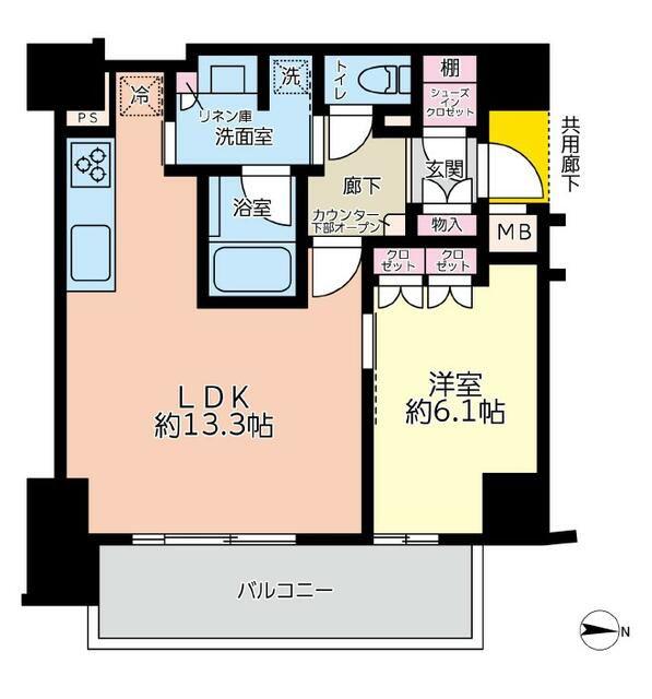 リストレジデンス辻堂タワー(1LDK/9階)の間取り写真