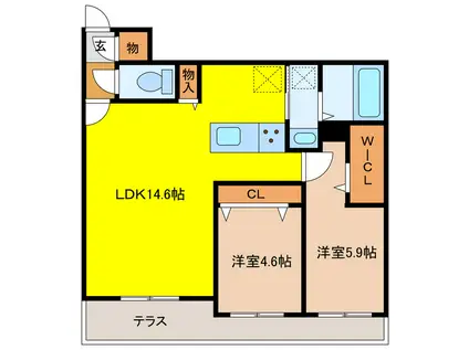 末広4丁目MS(2LDK/1階)の間取り写真