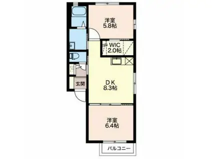 サンモリッツB(2DK/2階)の間取り写真