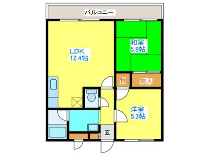 ルナパーク33(2LDK/2階)の間取り写真