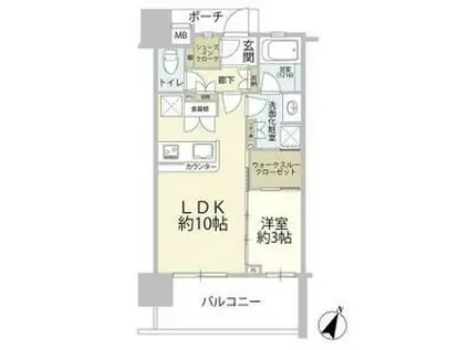 ルピアシェリール三郷中央(1LDK/2階)の間取り写真