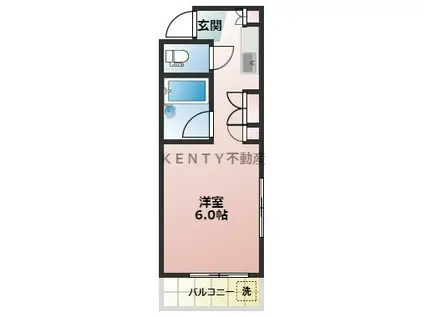 フォルティーネ(ワンルーム/1階)の間取り写真