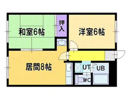 アルファレジデンス新札幌(2DK/1階)の間取り写真