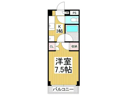 コーポホワイトヒル(1K/2階)の間取り写真