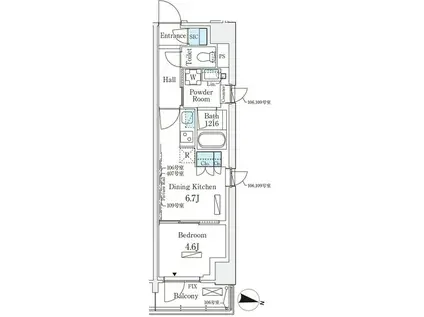 ロイヤルパークス赤羽サウス(1DK/1階)の間取り写真
